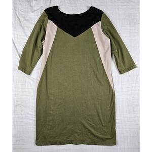 Synergy Shift Dress Organic Cotton Scoop Neck 3/4 Sleeve Colorblock XL